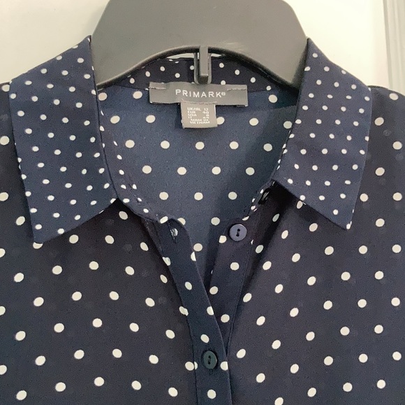 Primark Navy Polka Dot Blouse size M/L - Picture 2 of 5